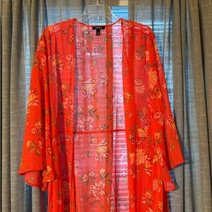 Torrid Red Floral Kimono Jacket